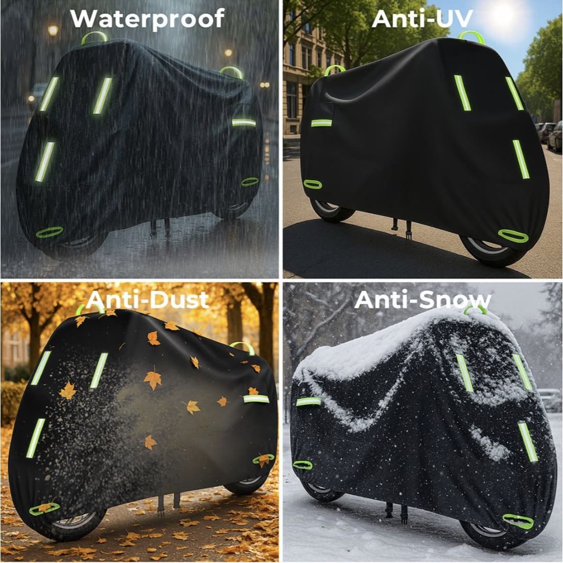 TopikaAuto - 4 Sizes Motorcycle Cover Waterproof Outdoor Heavy Duty 210D PU - XL - 245 L x 105 W cm